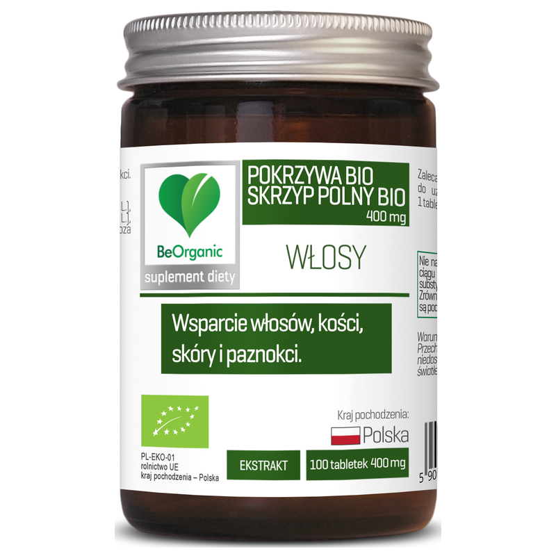 BeOrganic Skrzyp BIO + Pokrzywa BIO 400mg x 100 tab