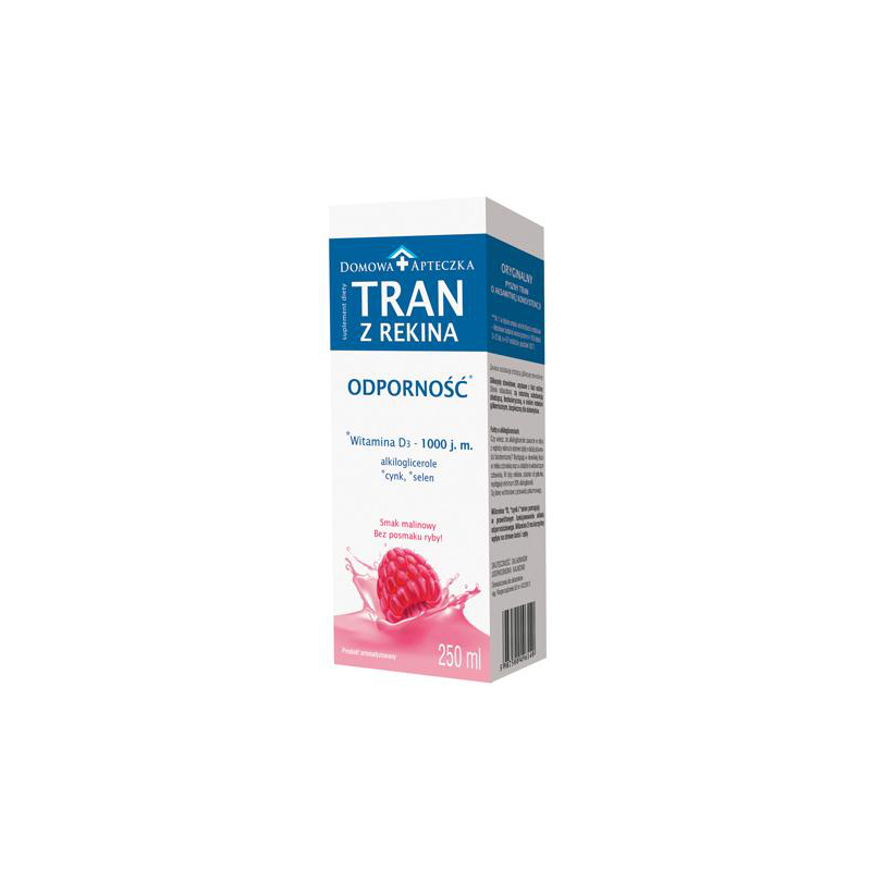 Tran z rekina grenlandzkiego sm. malinowy 250ml 