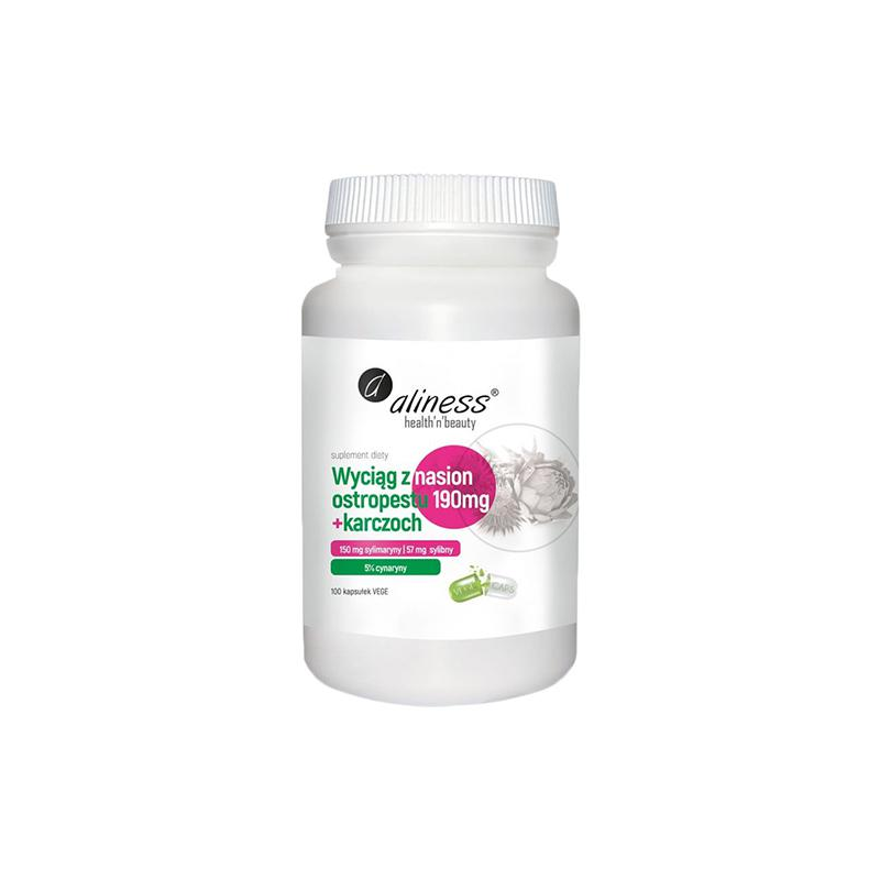 Aliness Wyciąg z nasion ostropestu 190 mg + karczoch - 100 kaps