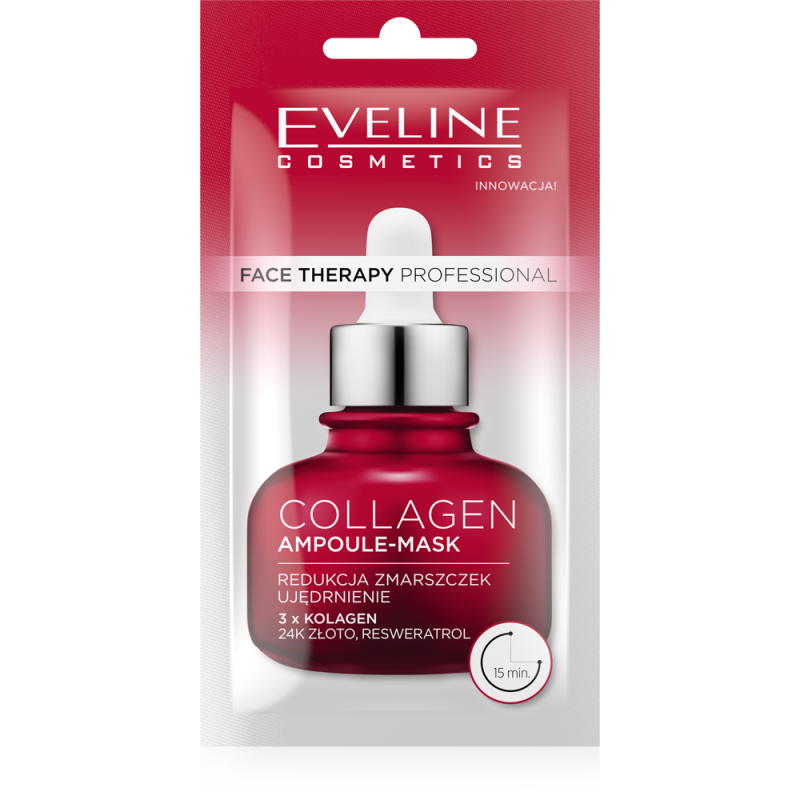 Eveline Face Therapy Professional Ampoule-Mask Collagen Ujędrniająca Maska w Kremie dla Skóry Dojrzałej i Zmęczonej 8ml