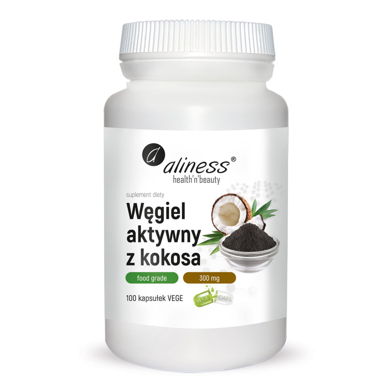 Aliness Węgiel aktywny z kokosa - 100 kaps