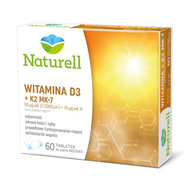 Witamina D3 + K2 MK-7 - 60 tabl. do ssania NATURELL 