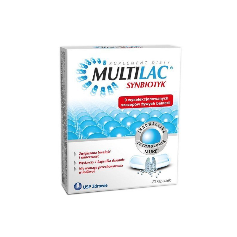 MULTILAC - synbiotyk (probiotyk+prebiotyk), kapsułki, 10 sztuk