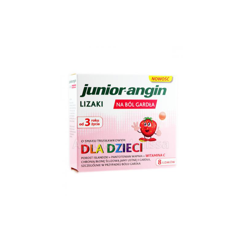 JUNIOR-ANGIN Lizaki o smaku truskawkowym - 8 szt
