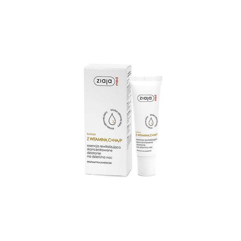 ZIAJA MED Kuracja dermatologiczna z wit C + HA P - Esencja rewitalizująca na dzień, na noc - 30 ml